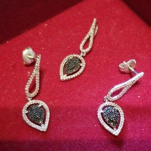 3 piece set Diamond earrings and pendant